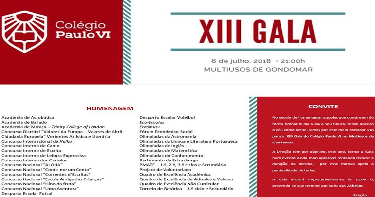 XIII Gala Colégio Paulo VI no Multiusos Gondomar